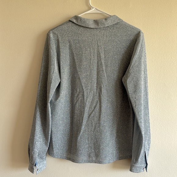 NWT Ted Baker Castelo Lurex Woven Metallic Shimmer Light Blue Button Down Shirt - Picture 4 of 9